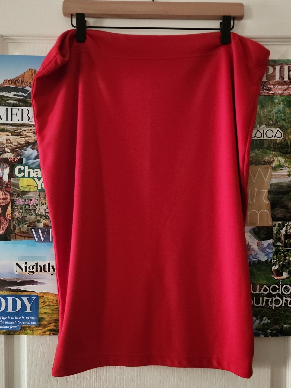 Women’s Red Stretch Pencil Skirt